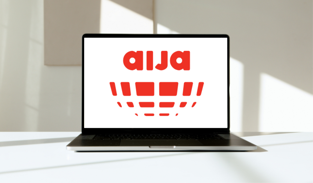 Laptop displaying the AIJA (International Association of Young Lawyers) logo
