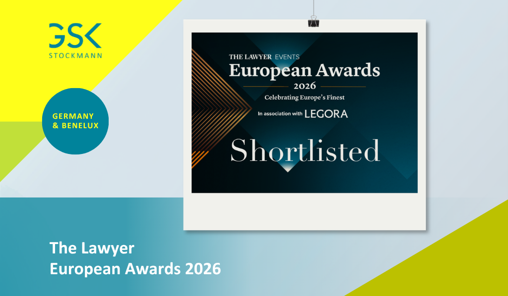 "The Lawyer European Awards 2026 – Shortlisted" certificate for GSK Stockmann, Germany & Benelux